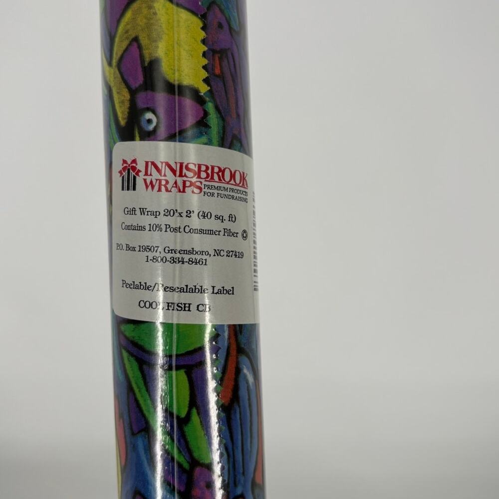 Vintage 90s Innisbrook Wraps Coolfish Fish Pattern 20x2 40 sq ft FACTORY SEALED